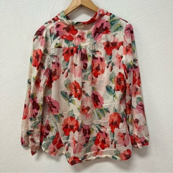 Madewell Red and Pink Floral Button-Down Shirt - Picture 3 of 3
